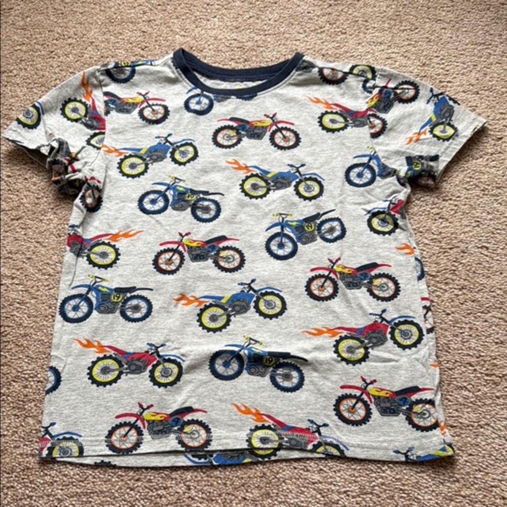 Hatley Kids Dirt Bike Motorcycle Print T-Shirt - Gray, size 7